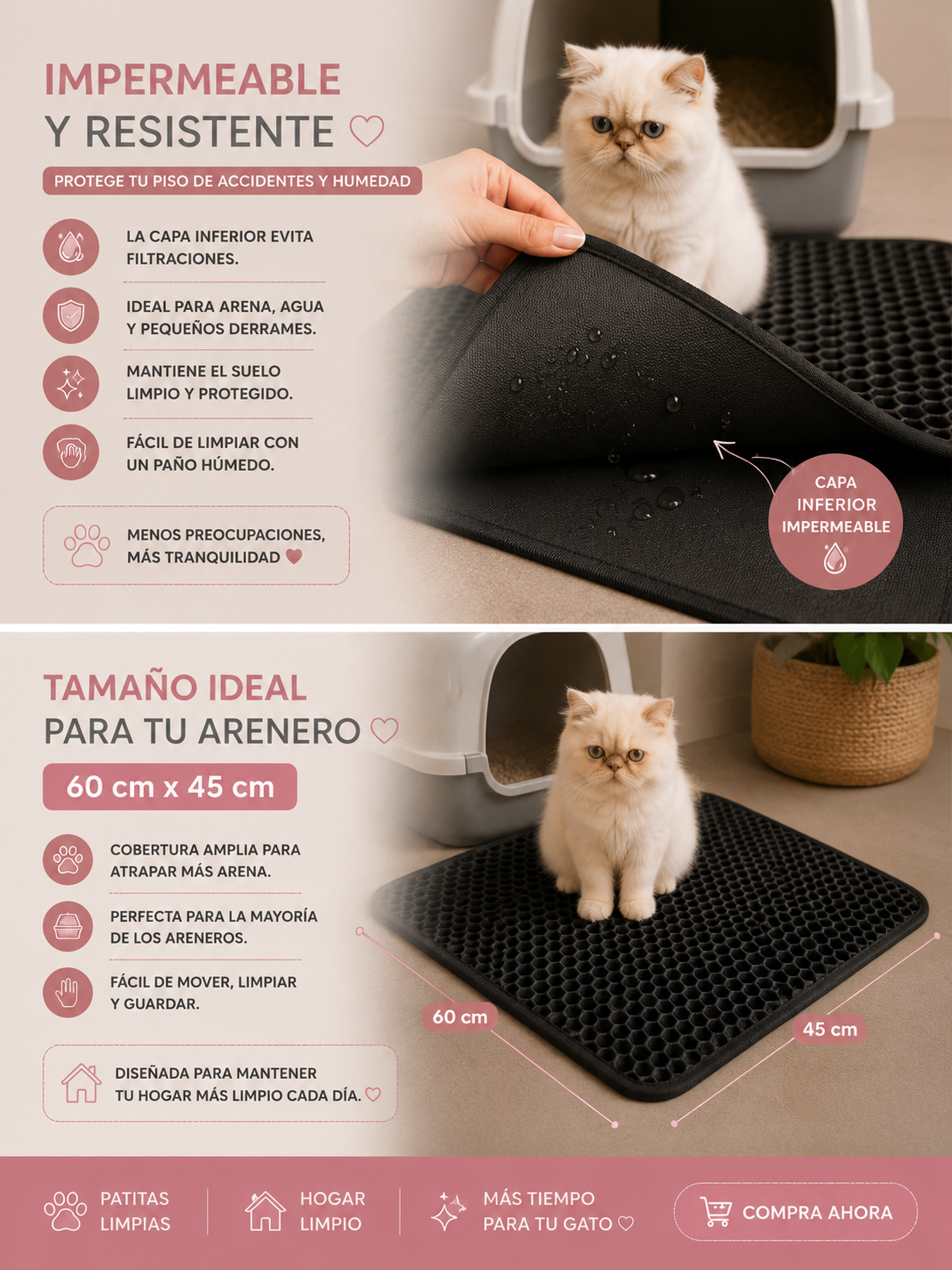 🐾 Alfombra Atrapa Arena Premium para Gatos