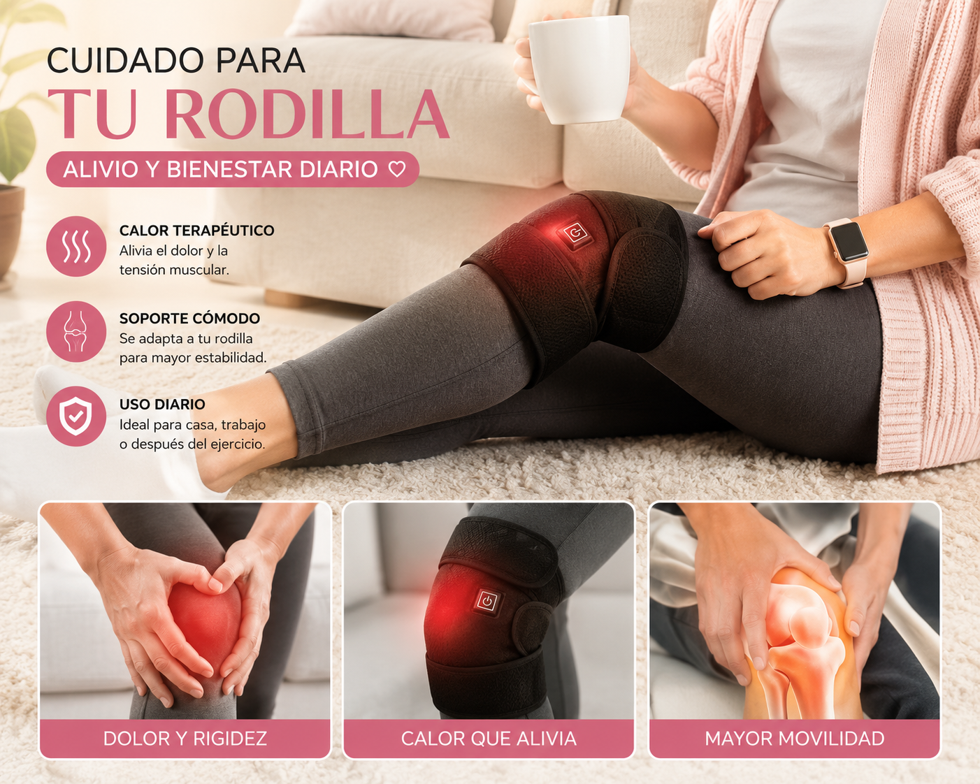 Rodillera Térmica USB – Alivio y Calor para tus Rodillas artritis
