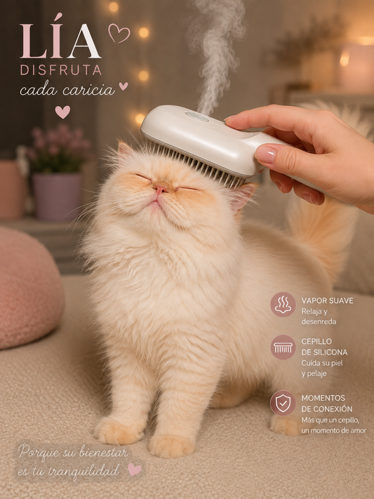 Cepillo a Vapor para Mascotas | Pelaje Limpio, Suave y Sin Enredos