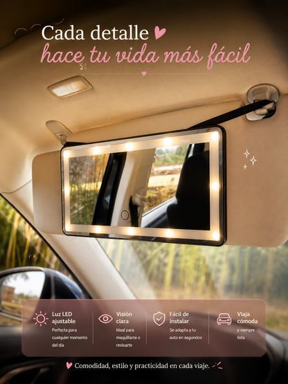 Espejo LED Recargable para Auto | Luz Perfecta en Cada Viaje ✨
